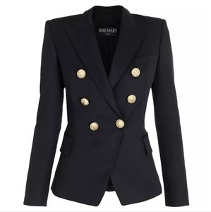 Balmain black double breastfed wool jacket size 42 10 gold buttons